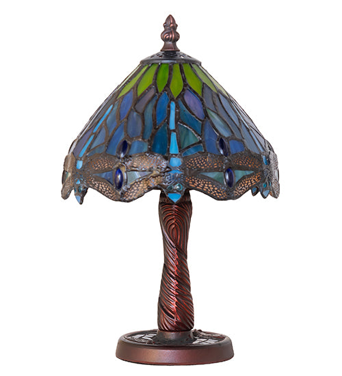 12" High Tiffany Hanginghead Dragonfly W/Mosaic Base Mini Lamp