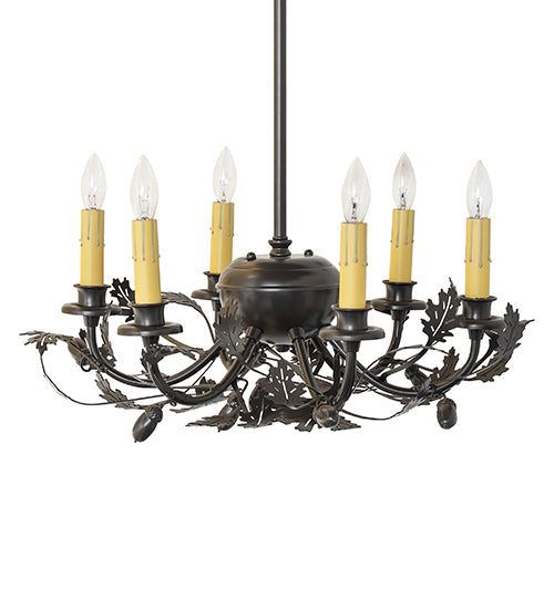 19" Wide Oak Leaf & Acorn 6 Light Chandelier