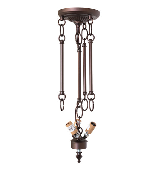 10" Wide Mahogany Bronze 3 Light Semi-Flushmount Hardware