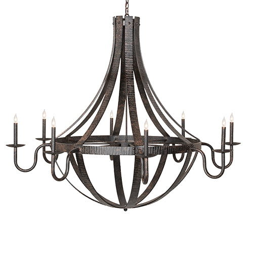 60" Wide Barrel Stave Metallo 8 Light Chandelier