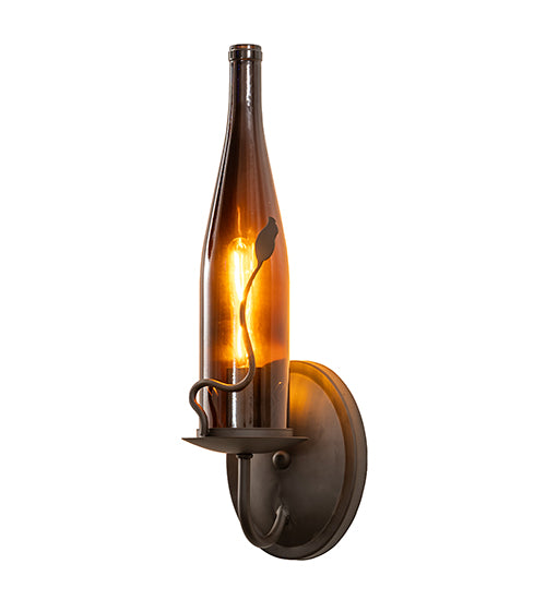 5" Wide Tuscan Vineyard Amber Wine Bottle Wall Sconce