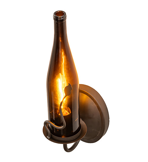 5" Wide Tuscan Vineyard Amber Wine Bottle Wall Sconce