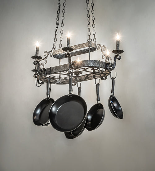 38" Long Neo 6 Light Pot Rack