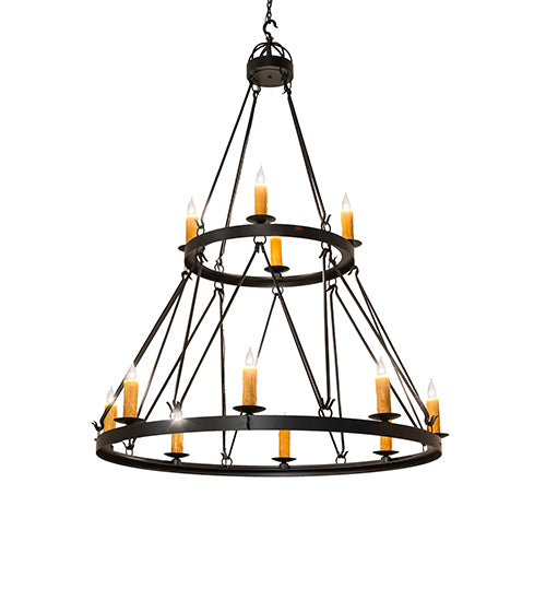 55" Wide Lakeshore 12 Light Two Tier Chandelier