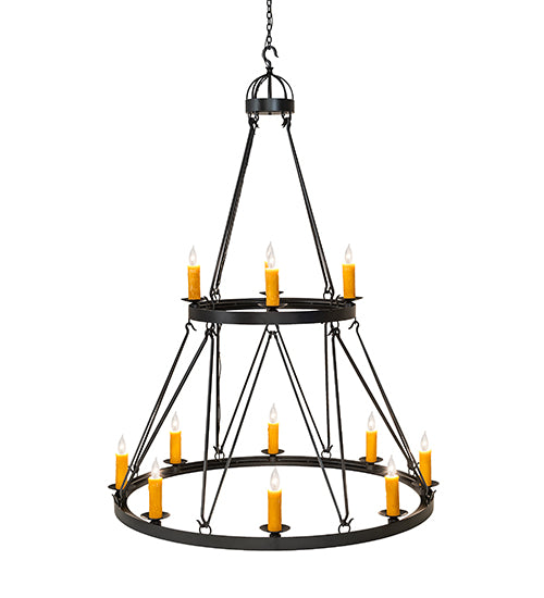 55" Wide Lakeshore 12 Light Two Tier Chandelier