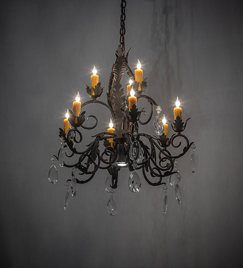 26" Wide New Country French 9 Light Chandelier