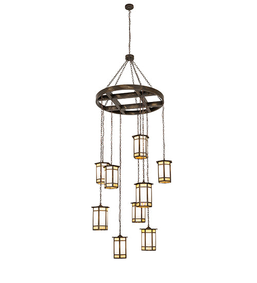 56" Wide Asbury Turret 9 Light Cascading Pendant