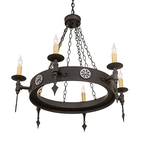 34" Wide Warwick 6 Light Chandelier