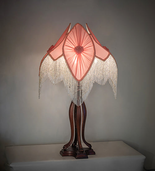 34" High Fabric & Fringe Table Lamp