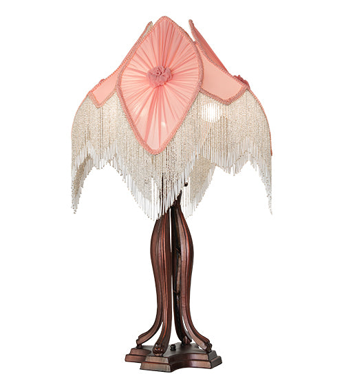 34" High Fabric & Fringe Table Lamp