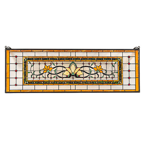 43" Wide X 14" High Fairytale Transom Stained Glass Window