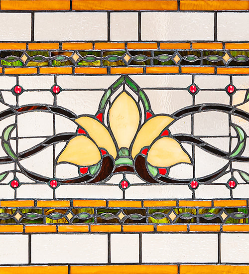 43" Wide X 14" High Fairytale Transom Stained Glass Window