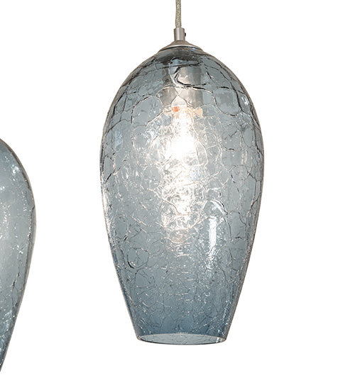 44" Long Crackle Orb Mouth Blown 3 Light Island Pendant