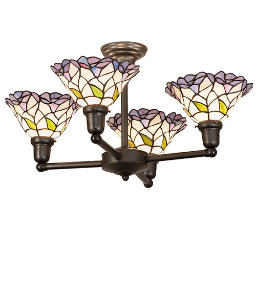 28" Wide Daffodil Bell Revival 4 Light Chandelier