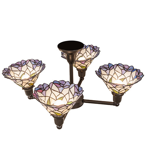 28" Wide Daffodil Bell Revival 4 Light Chandelier