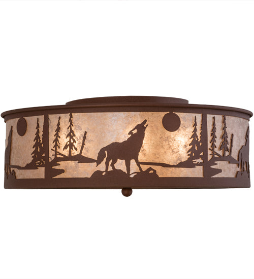 22" Wide Wolf On The Loose Flush Mount