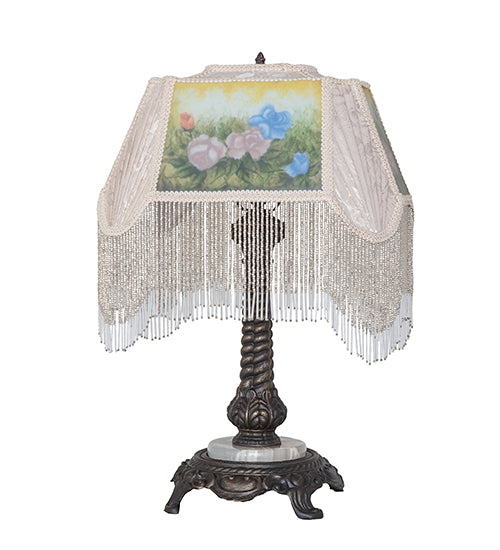 21" High Reverse Painted Roses Table Lamp