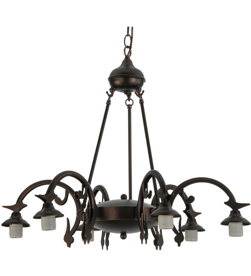 32"W Tiffany Rosebush 6 Lt Chandelier