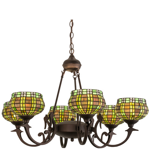 32"W Jeweled Basket 6 Lt Chandelier