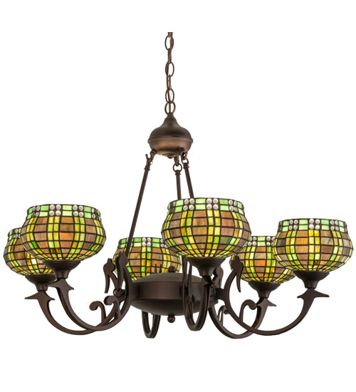 32"W Jeweled Basket 6 Lt Chandelier