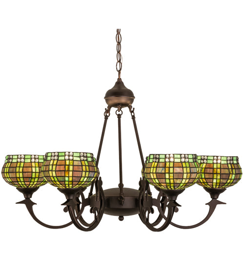 32"W Jeweled Basket 6 Lt Chandelier