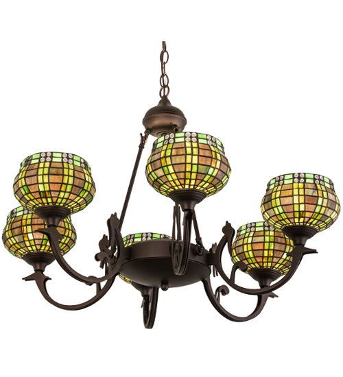 32"W Jeweled Basket 6 Lt Chandelier