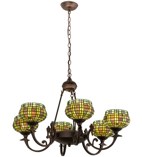 32"W Jeweled Basket 6 Lt Chandelier