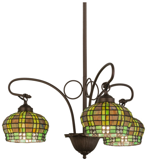 26"W Jeweled Basket 3 Lt Chandelier