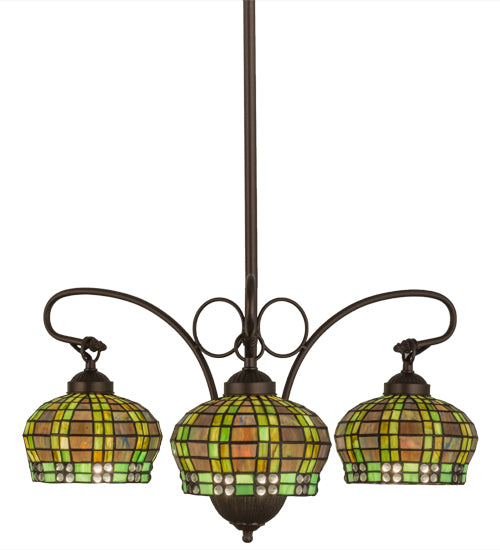 26"W Jeweled Basket 3 Lt Chandelier