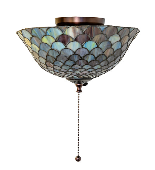 12" Wide Tiffany Fishscale Fan Light Fixture