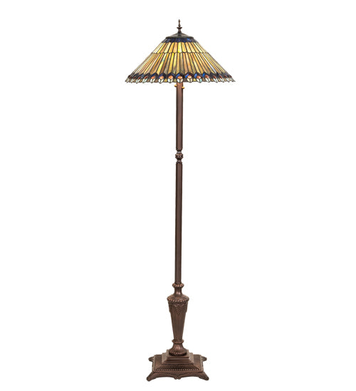 64" High Tiffany Jeweled Peacock Floor Lamp