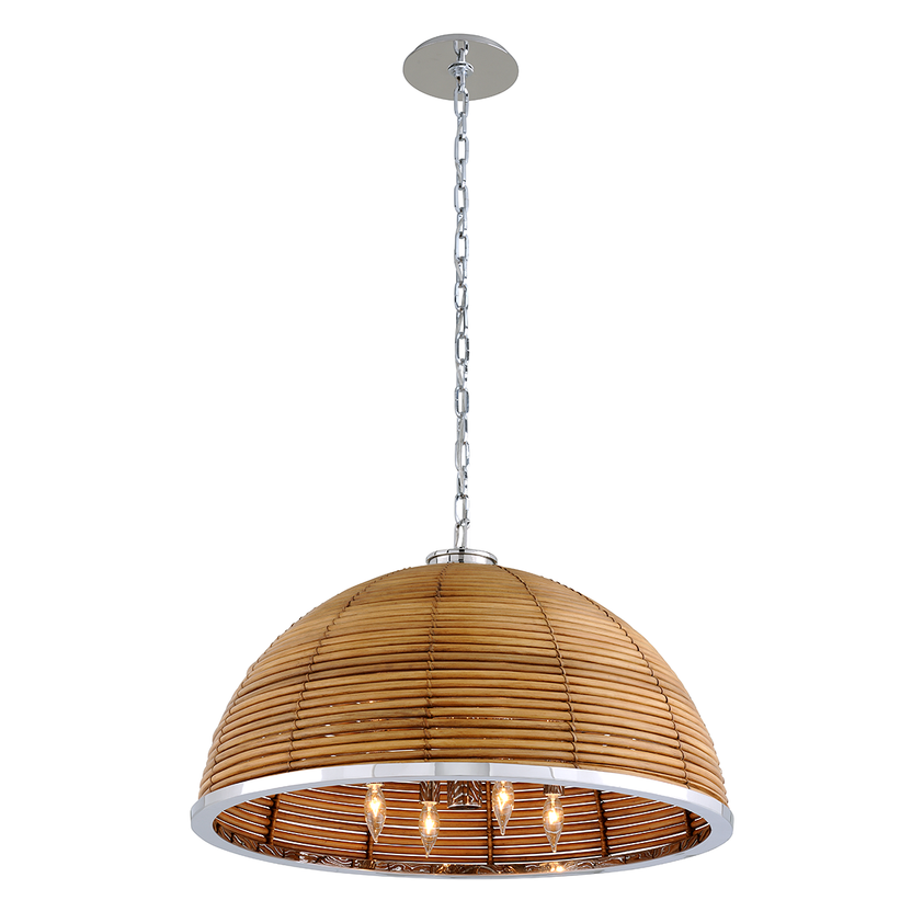 Carayes Chandelier 18" - Natural Rattan Stainless Steel