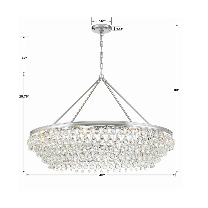 Crystorama Calypso 8 Light Crystal Teardrop Polished Chrome Chandelier