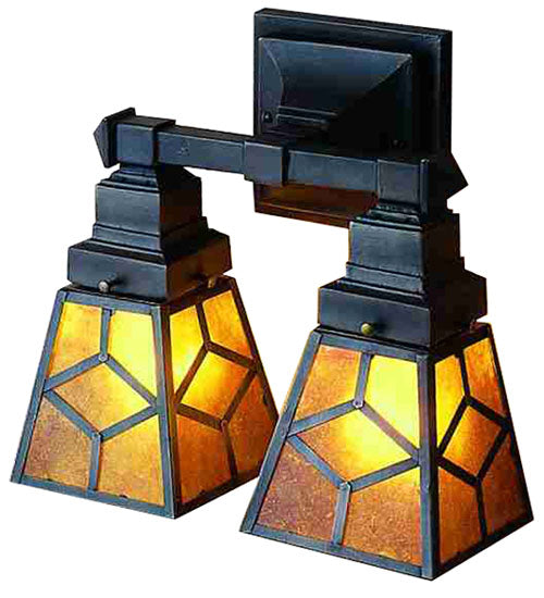 12" Wide Diamond Craftsman 2 Light Wall Sconce