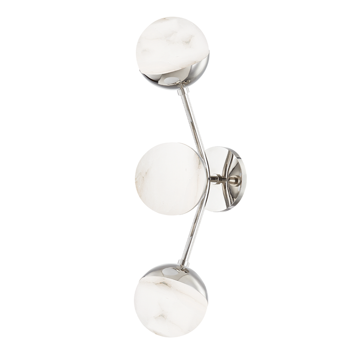 Saratoga 3 Light Wall Sconce - Polished Nickel, 22"