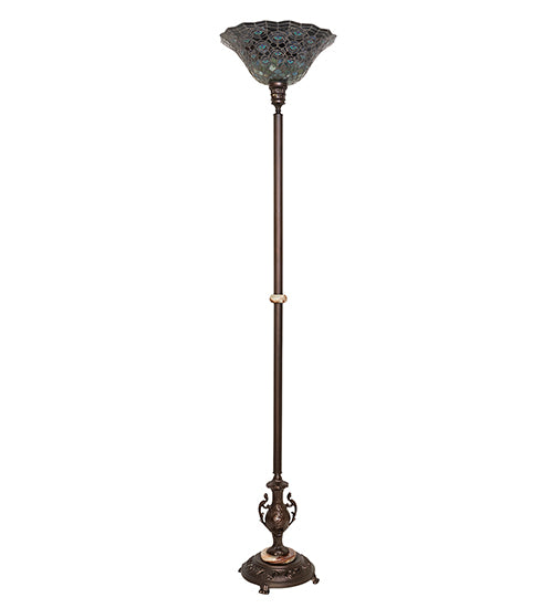 74" High Tiffany Peacock Feather Torchiere