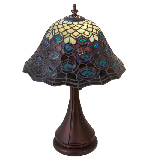 18"H Tiffany Peacock Feather Accent Lamp