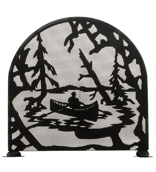 30"W X 30"H Canoe At Lake Arched Fireplace Screen