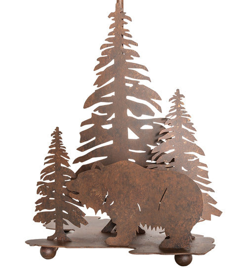 16" High Grizzly Bear Through The Trees Double Lit Table Base