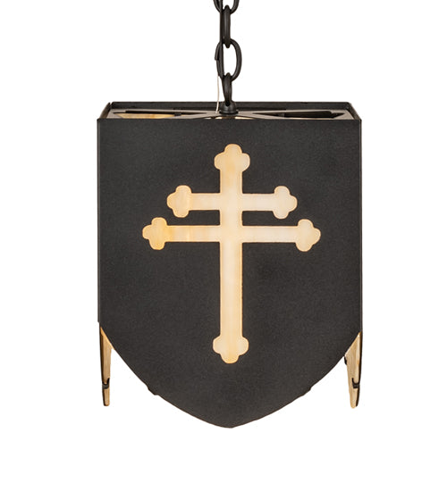 10" Square Lions And Cross Pendant