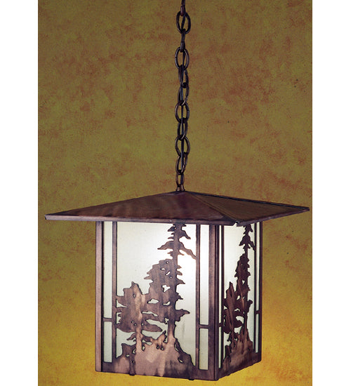 12" Square Tall Pines Lantern Pendant