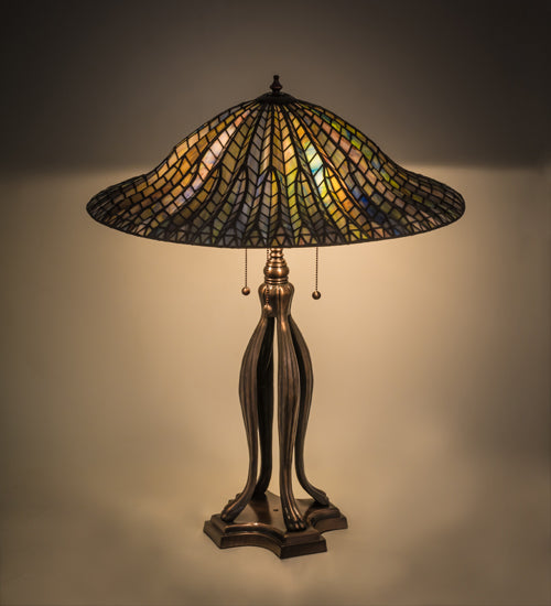 31"H Tiffany Lotus Leaf Table Lamp