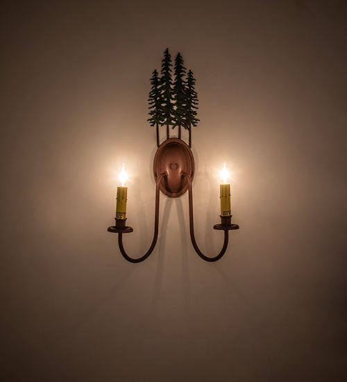 12.5" Wide Tall Pines 2 Light Wall Sconce