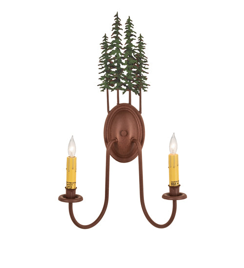 12.5" Wide Tall Pines 2 Light Wall Sconce