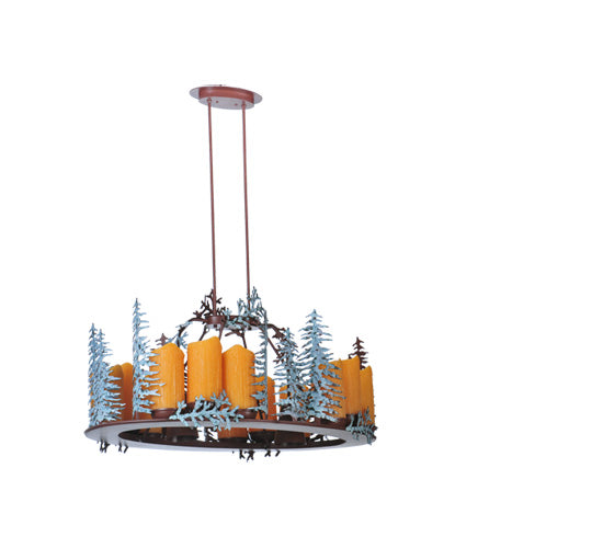 42"L Tall Pines 12 Lt Oval Chandelier