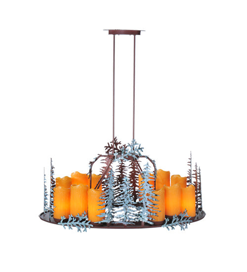 42"L Tall Pines 12 Lt Oval Chandelier