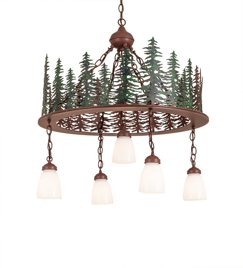 28" Wide Tall Pines 5 Light Chandelier