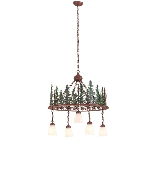 28" Wide Tall Pines 5 Light Chandelier