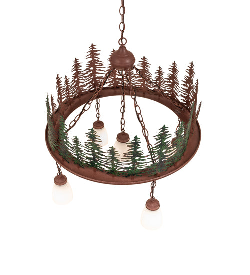 28" Wide Tall Pines 5 Light Chandelier