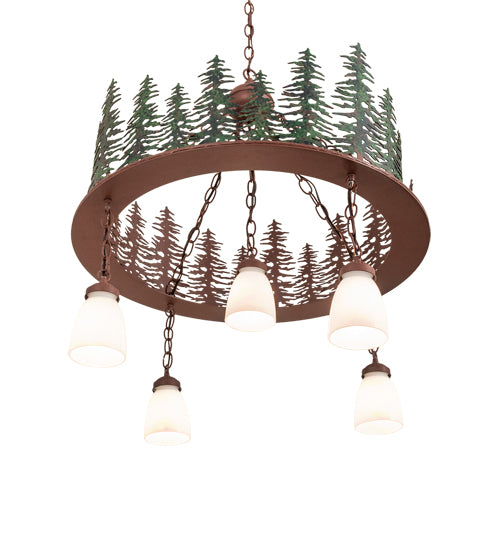 28" Wide Tall Pines 5 Light Chandelier